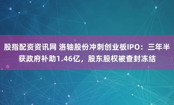 股指配资资讯网 洛轴股份冲刺创业板IPO：三年半获政府补助1.46亿，股东股权被查封冻结
